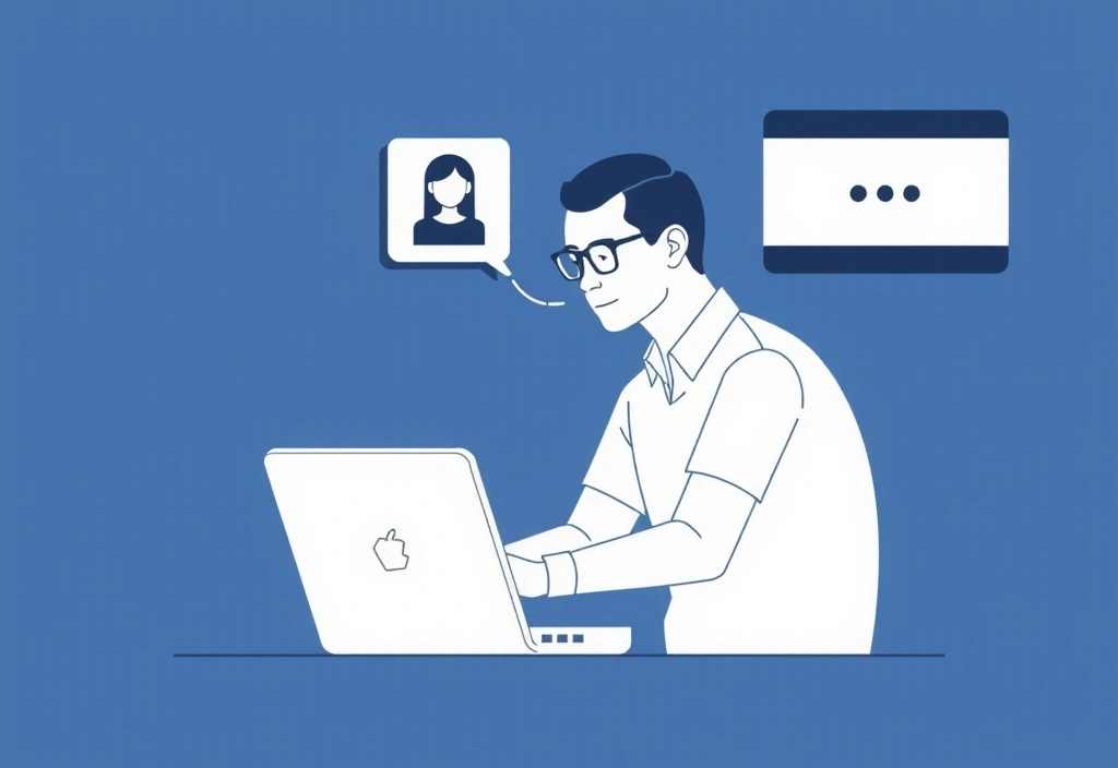 Ilustrace osoby připravující se na online schůzku